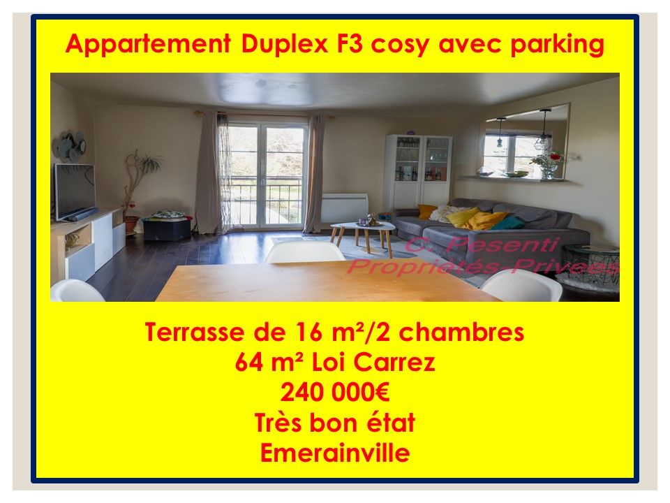 Appartement Duplex Emerainville 3 pièce(s) 64 m2 avec terrasse