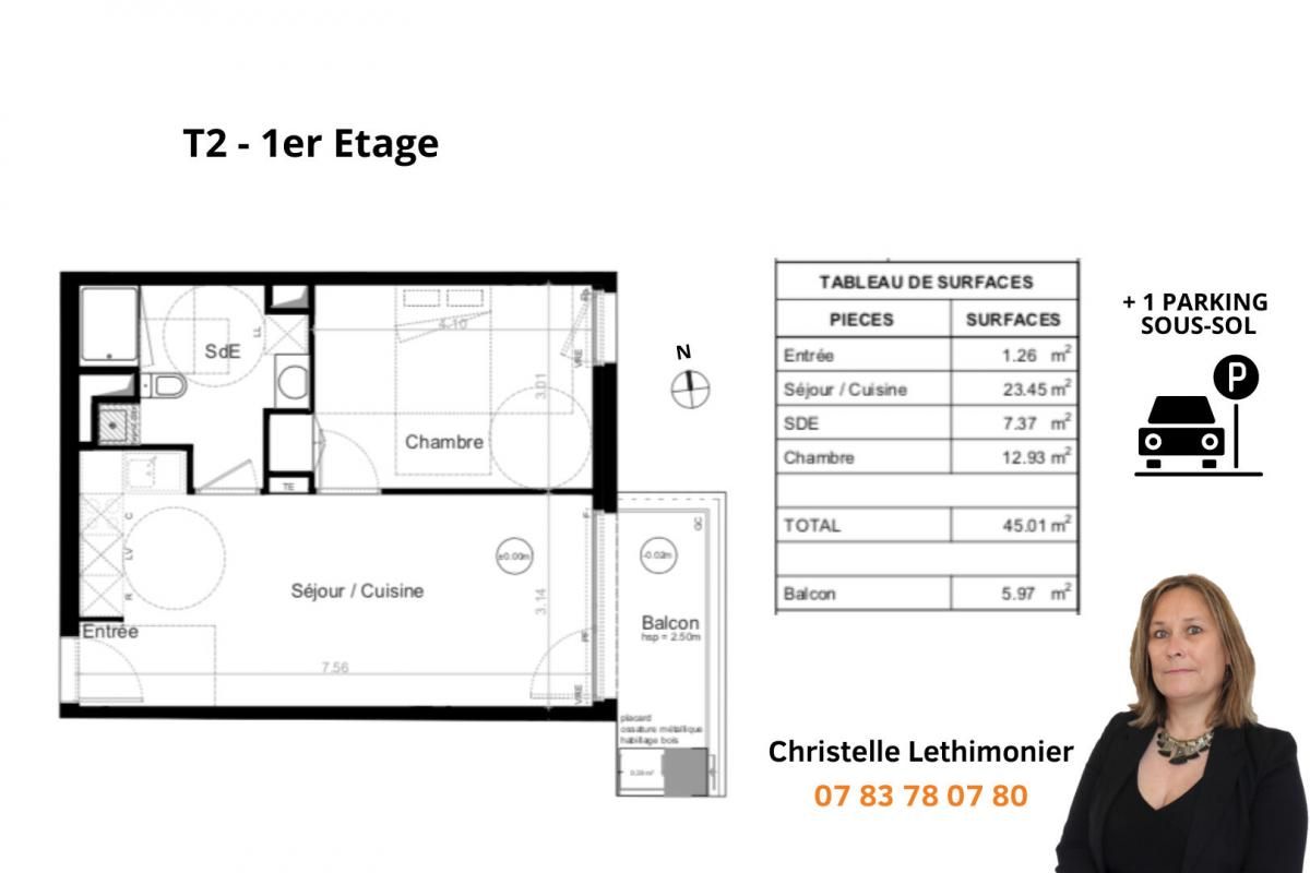 SAINT-JACQUES-DE-LA-LANDE Appartement St Jacques De La Lande - 2 pièces - 45.01m2 2