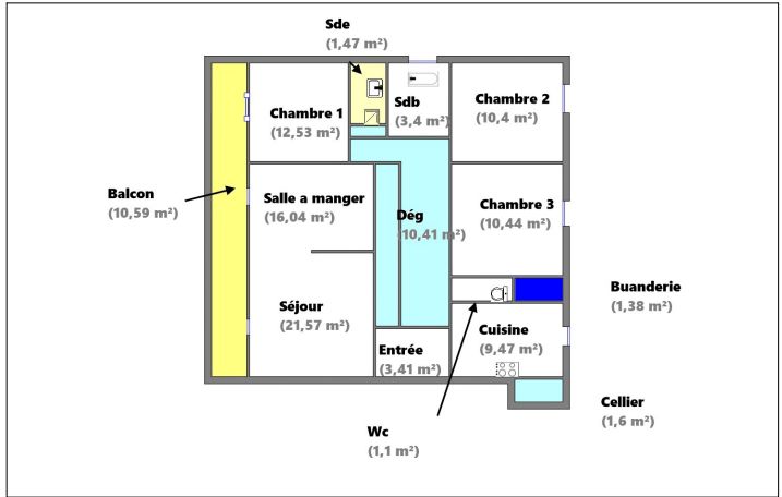 LE BLANC-MESNIL 93150 LE BLANC MESNIL -Appartement 5 pièces 105 m2- 3 Chambres - Balcon- Cave 2
