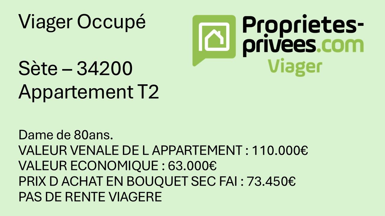 VIAGER OCCUPE Appartement Sete 2 pièce(s) 25.6 m2