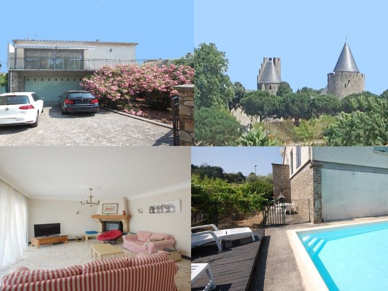 Maison au pied de la cité de Carcassonne piscine