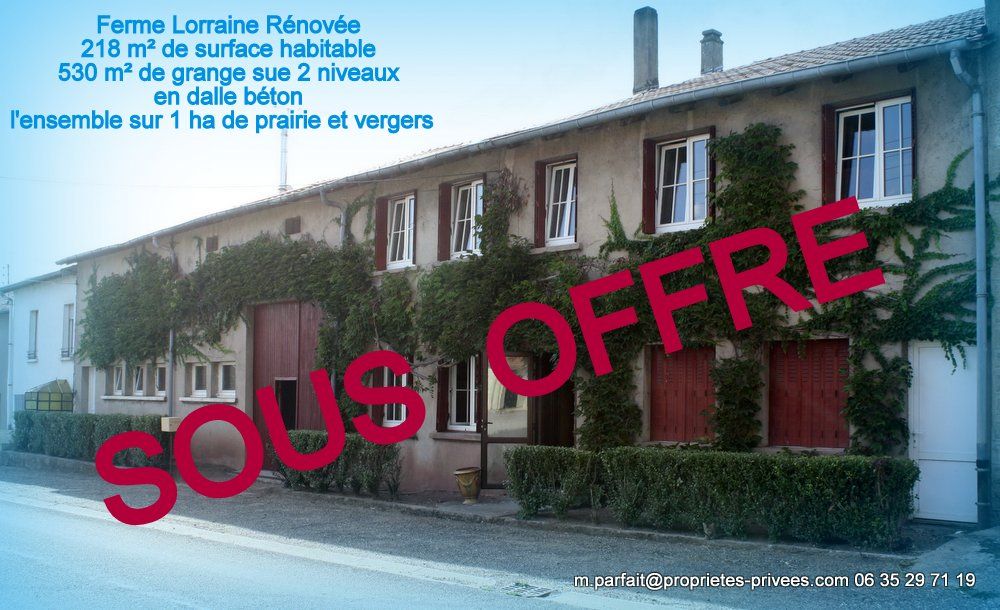 57580 Rémilly / Maison-Ferme rénovée 218m², Granges, sur 1ha prairies/269 000