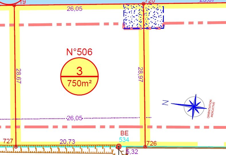 Terrain à bâtir, 750m², viabilisé, lot  N°3