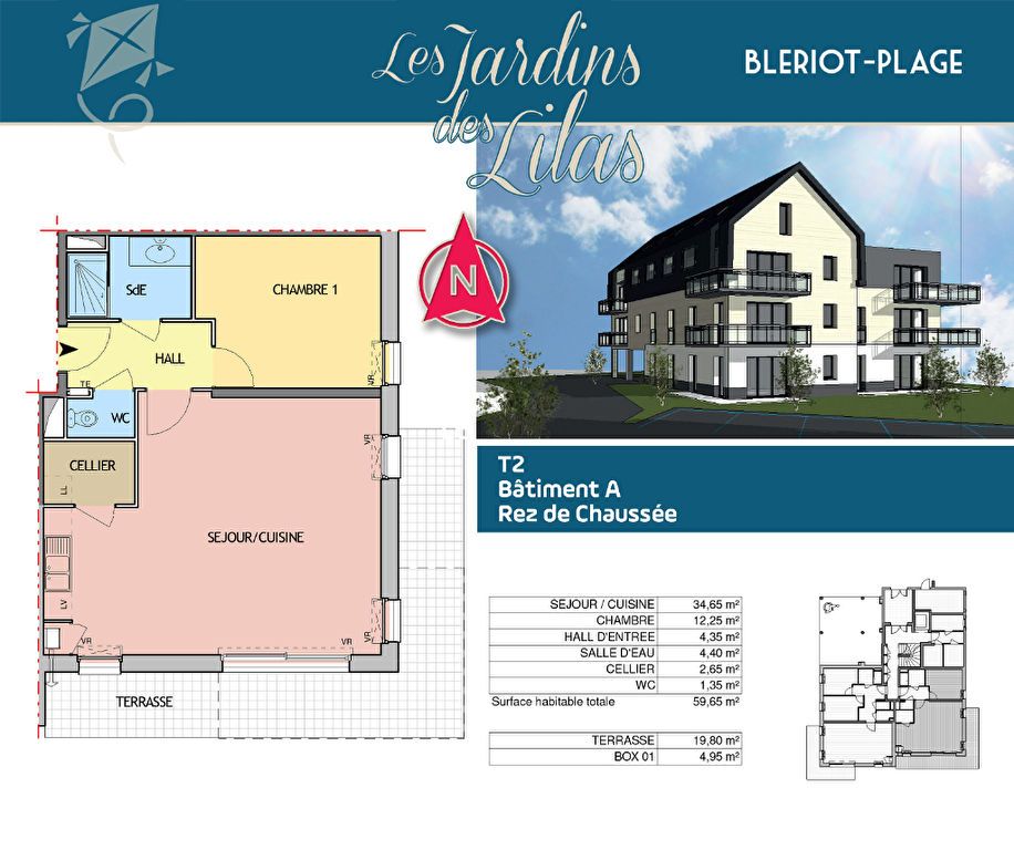 Appartement Bleriot 2 pièce(s) 59.65 m2