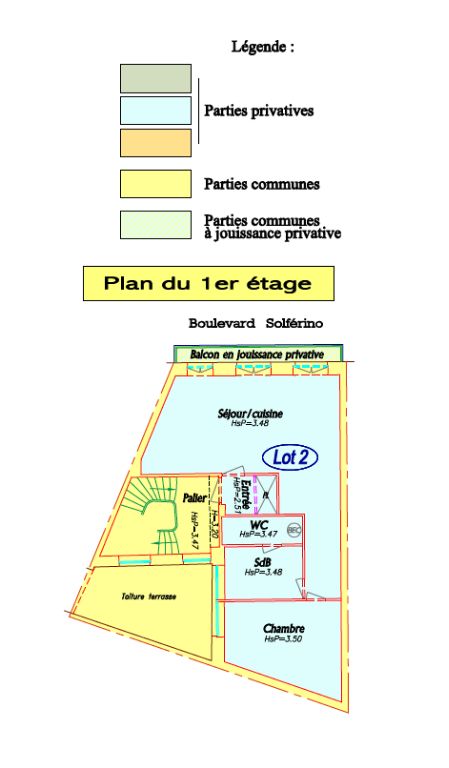 Appartement Lille 2 pièce(s) 54m2, une chambre et balcon