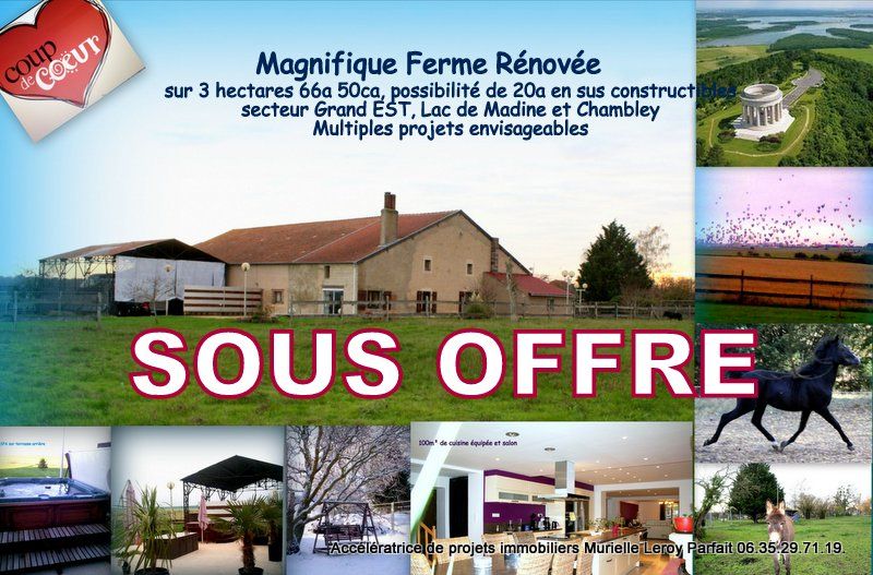 37 km de METZ,Maison/Ferme 223m² sur 3ha86,4 ch,1000 dépendances,meubles+matériel 519000