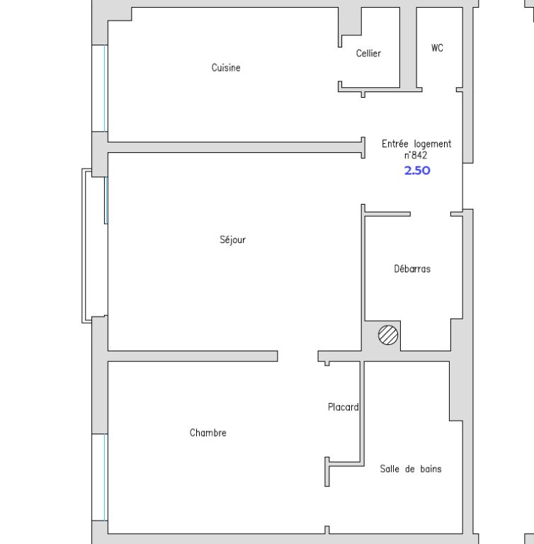Appartement lumineux T2 -52,5m²- -4 ème étage - ascenseur - Parking- ROUEN RIVE DROITE