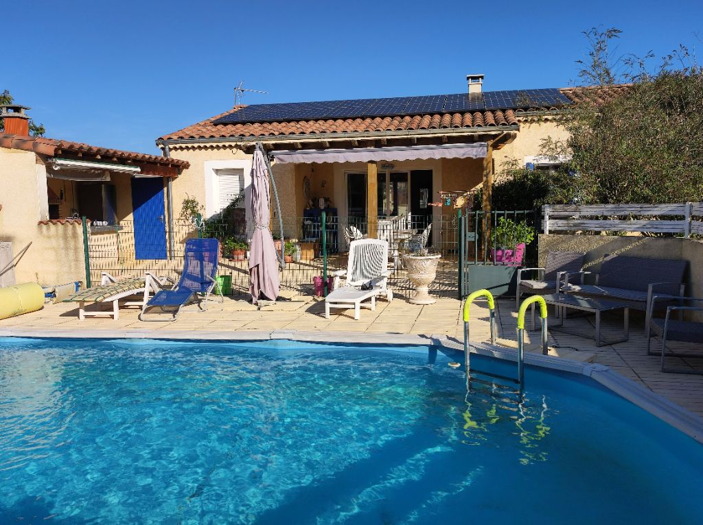 Maison Plain pied, 4 chambres, sur terrain 1200 m², piscine, garage, Pierrelatte 315 000