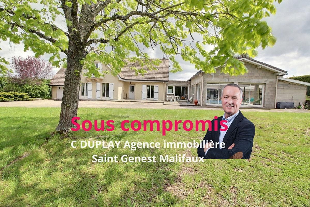 ***SOUS COMPROMIS***  JONZIEUX 42660 maison 163m² habitables 4 chambres, piscine intérieure sur 2300m² de terrain