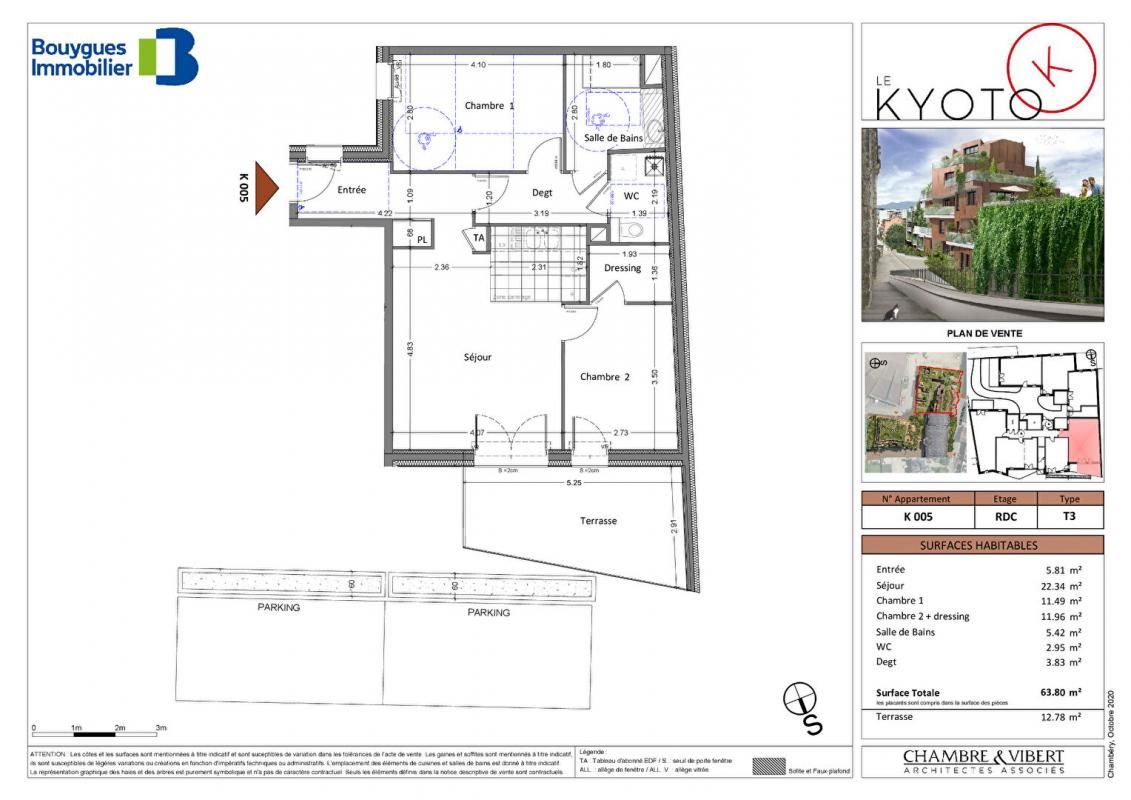 -73100 Aix les Bains centre-Appartement  3 pièce(s) -63 m2