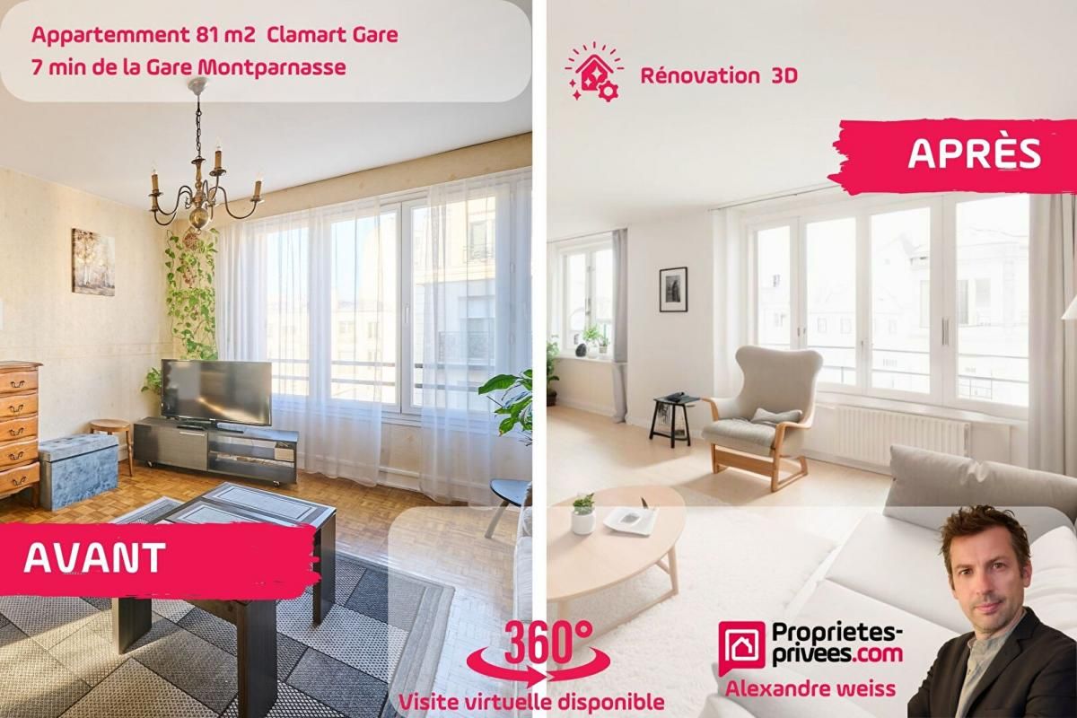 Appartement 4 pièces 81 m2 Clamart quartier gare