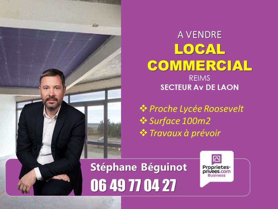 EXCLUSIVITE REIMS - SECTEUR GARE -  MURS COMMERCIAUX LIBRES, LOCAL 100 m2
