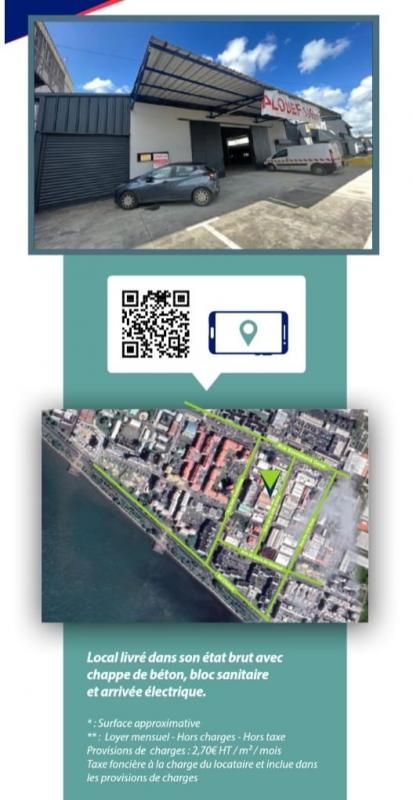POINTE A PITRE - Local commercial 770 m² avec Parking sur Bergevin 97110