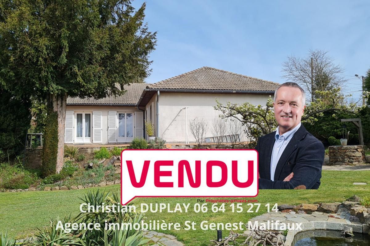 ***SOUS COMPROMIS*** Saint Romain les Atheux 42660 maison plain-pied 90m² habitables 3 chambres garage sur 1314m² de terrain