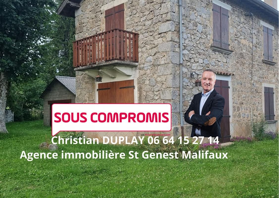 *** SOUS COMPROMIS ***  Saint Régis du Coin 42660 Maison pierre sur deux niveaux exposée Est-Ouest environ 80m² habitables + garage indépendant