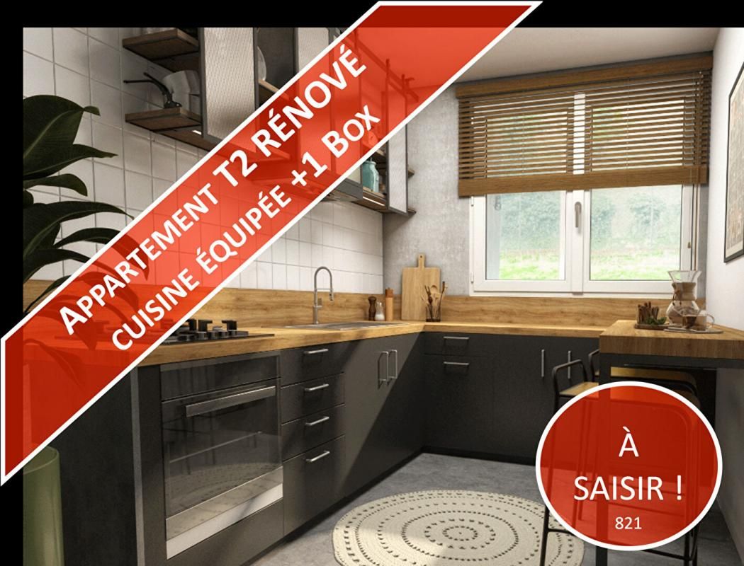 A SAISIR ! ROUEN DROITE, vue dégagée, T2 RENOVE - 56m² - 2ème étage ascenceur