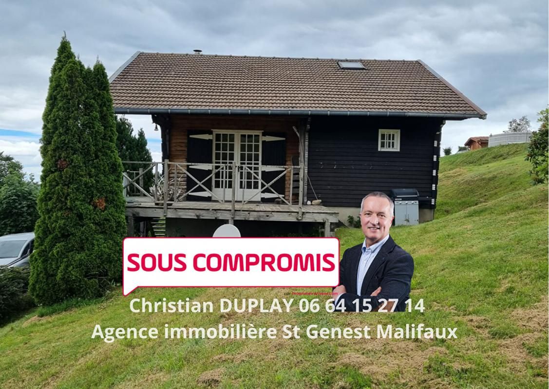 SOUS COMPROMIS Tarentaise 42660 maison type CHALET 70m² surface utile 61,66m² habitables 1 chambre garage sur 1900m² de terrain