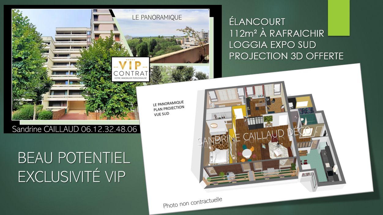 EXCLUSIVITE VIP - ÉLANCOURT 78990 - Appartement F6  modulable - 5 Chambres - Loggia - cave - 2 parkings -204000 Euros HAI