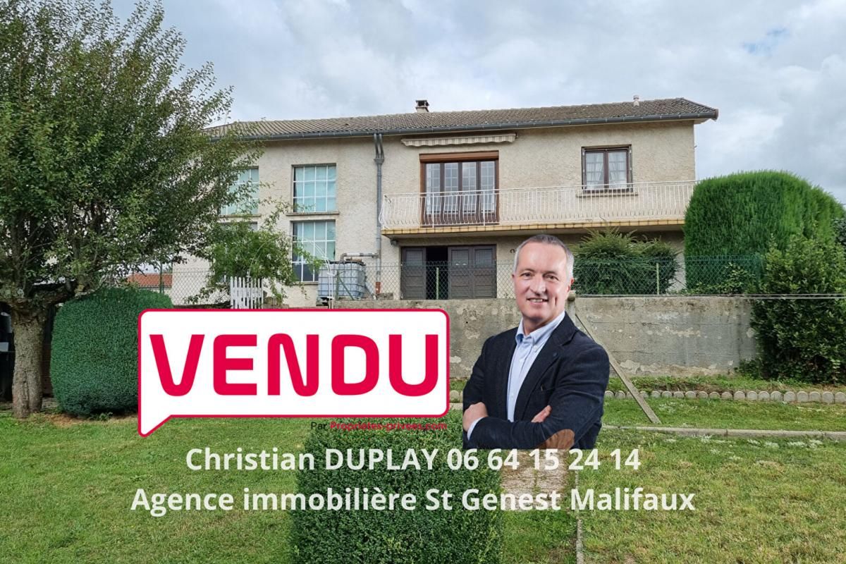 ***VENDU*** Jonzieux 42660 maison 104m² habitables 3 chambres, garage, chaufferie et ancien atelier de passementerie attenant de 50m² sur 1000m² de terrain clos