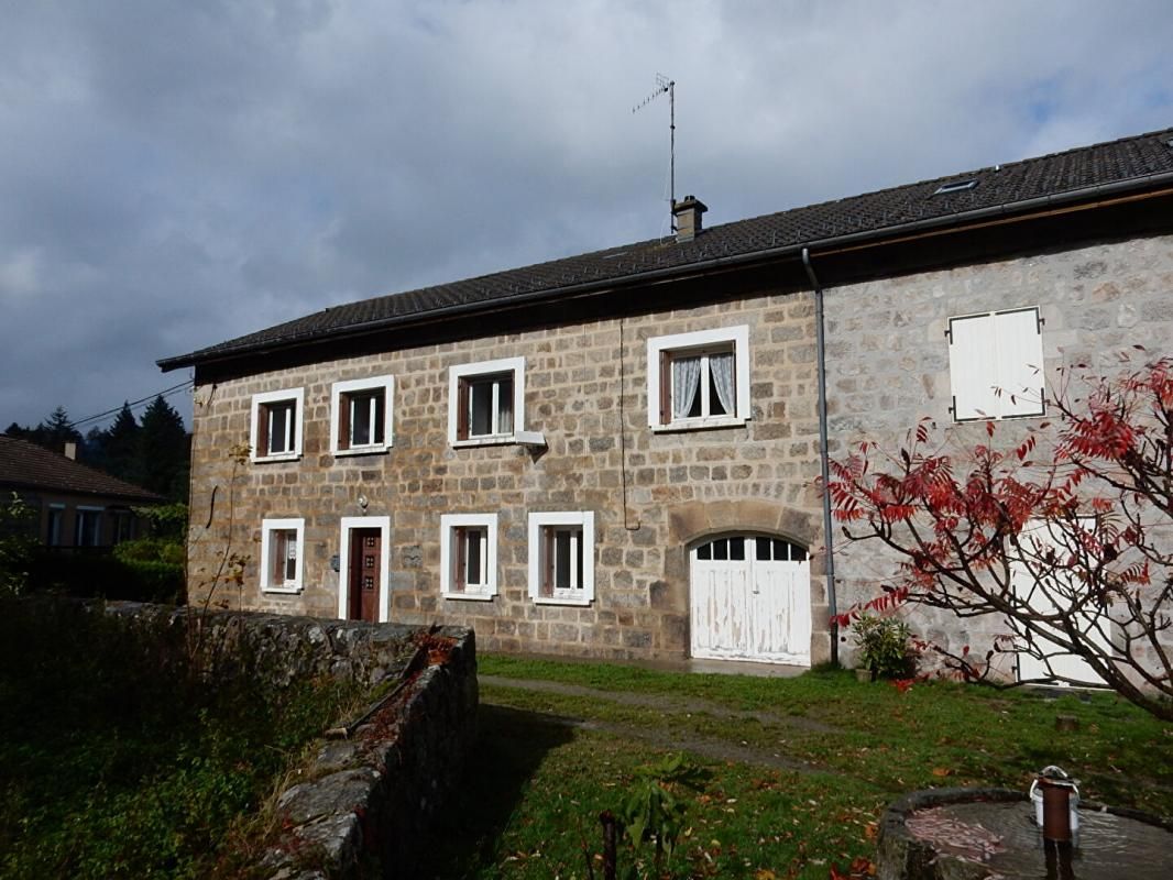 Tence 43190 maison d'habitation en pierre 161 m² sur 2 niveaux 7 pièces dont 5 chambres garage cave et appentis sur 833m² de terrain