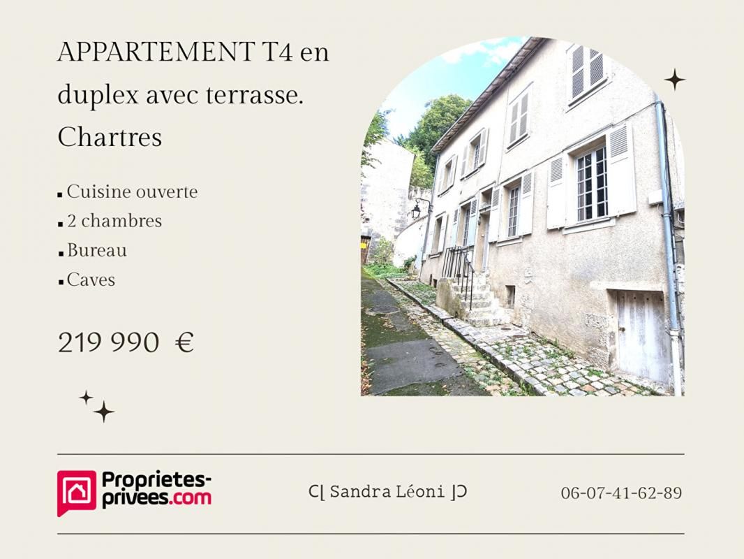TRES BEL APPARTEMENT de 76 m² environ, 4 pièces, 2 chambres à Chartres. Ref annonce 342331