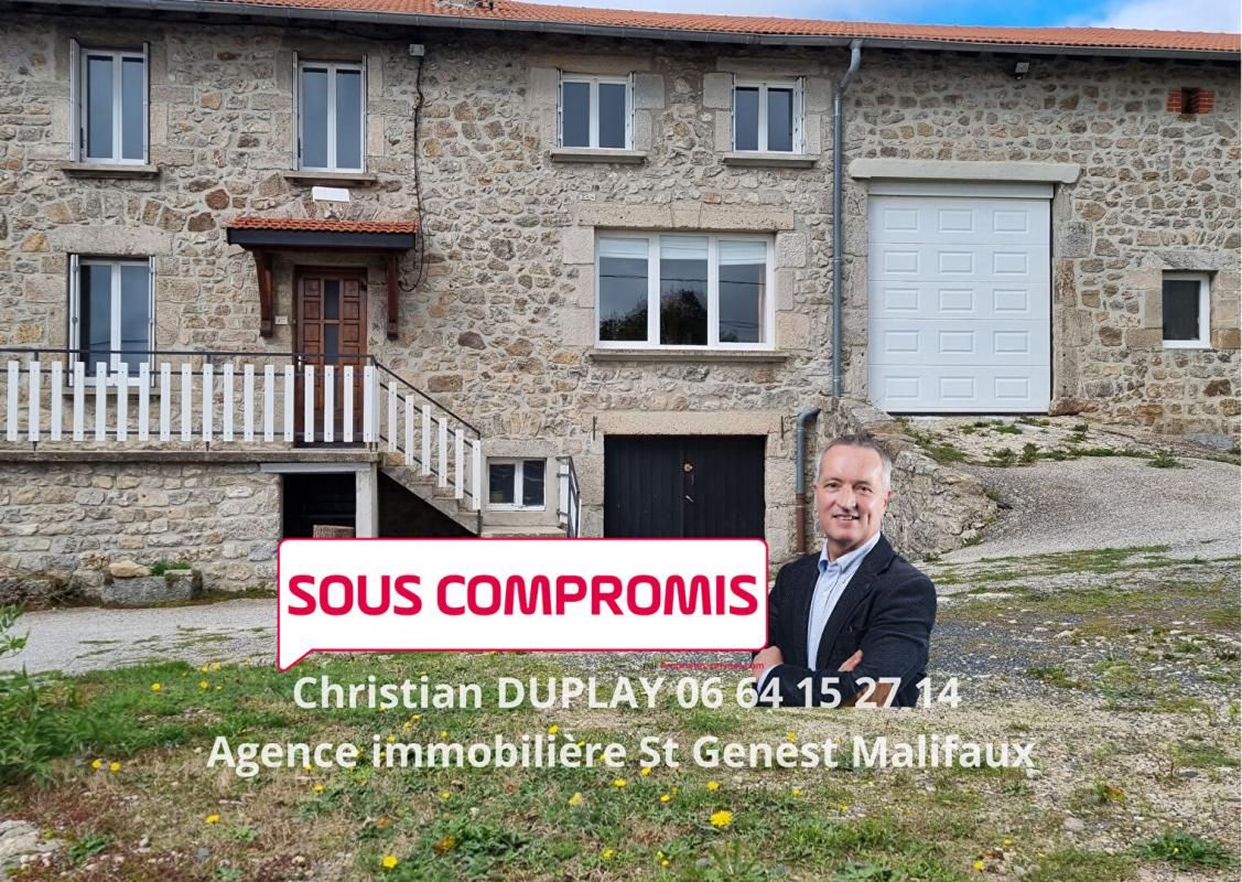 SOUS COMPROMIS Saint Romain Lachalm 43620 Maison pierre 159m² habitables 4 chambres garages cave sur 500m² de terrain