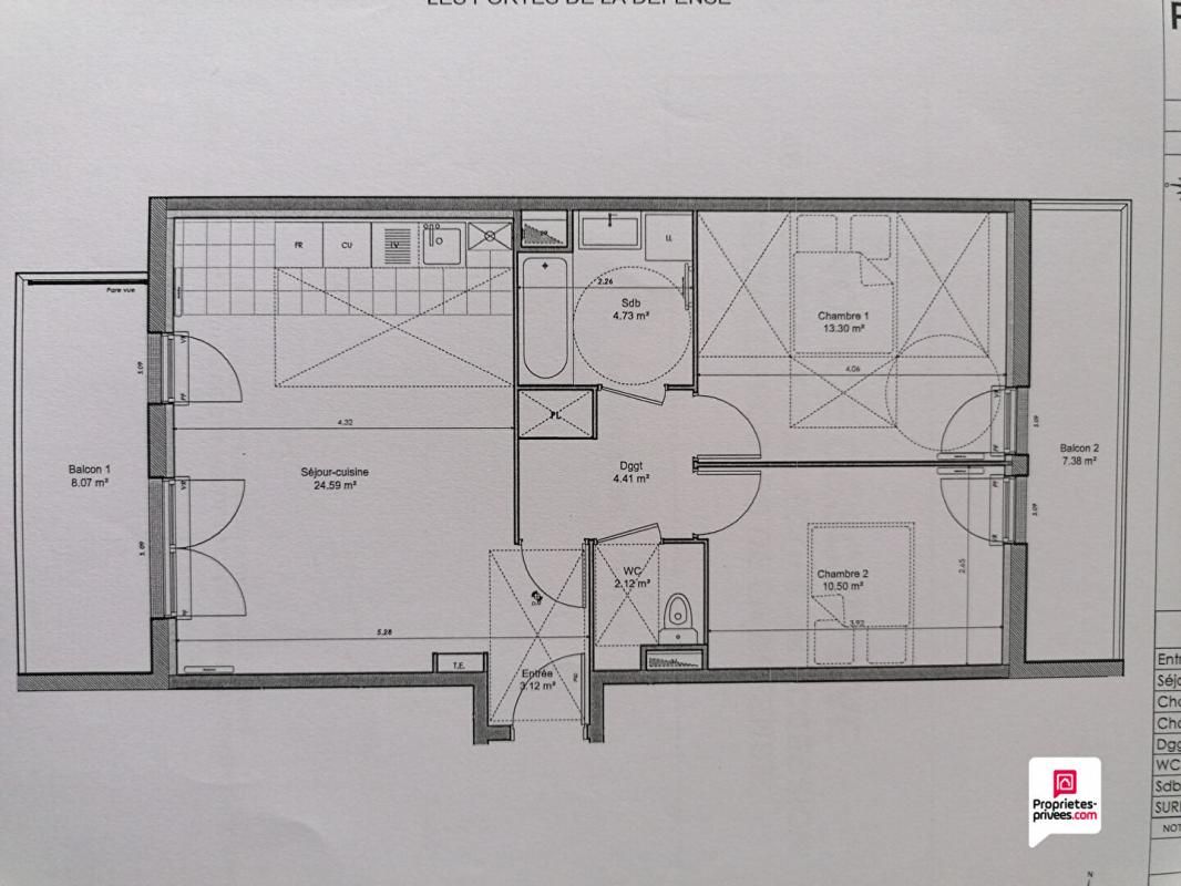 POISSY (78300) POISSY, Appartement récent 3 pièce(s) 63.11 m2, terrasses, stationnement sécurisé 2