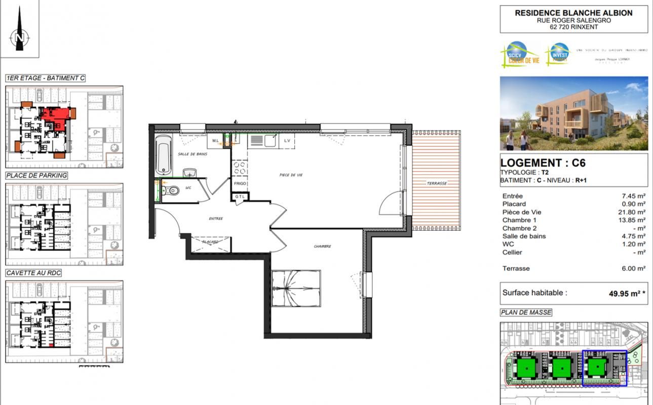 RINXENT Appartement Rinxent 2 pièce(s) 49.95 m2 avec terrasse cave et parking 4