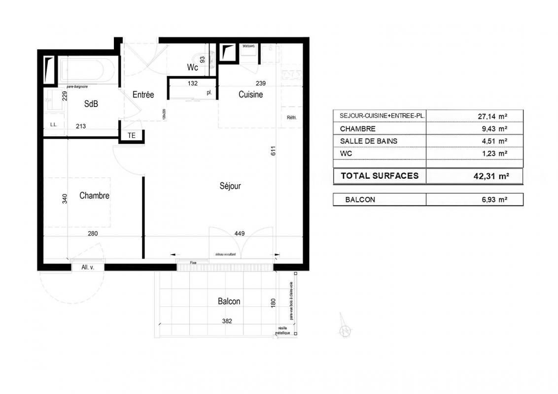 CRACH Appartement Crach 2 pièce(s) 42,31 m2 avec balcon et parking 2