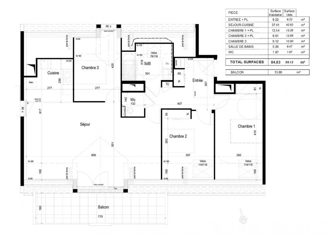 CRACH Appartement Crach 4 pièce(s) 84.83 m2 avec balcon et parking 2