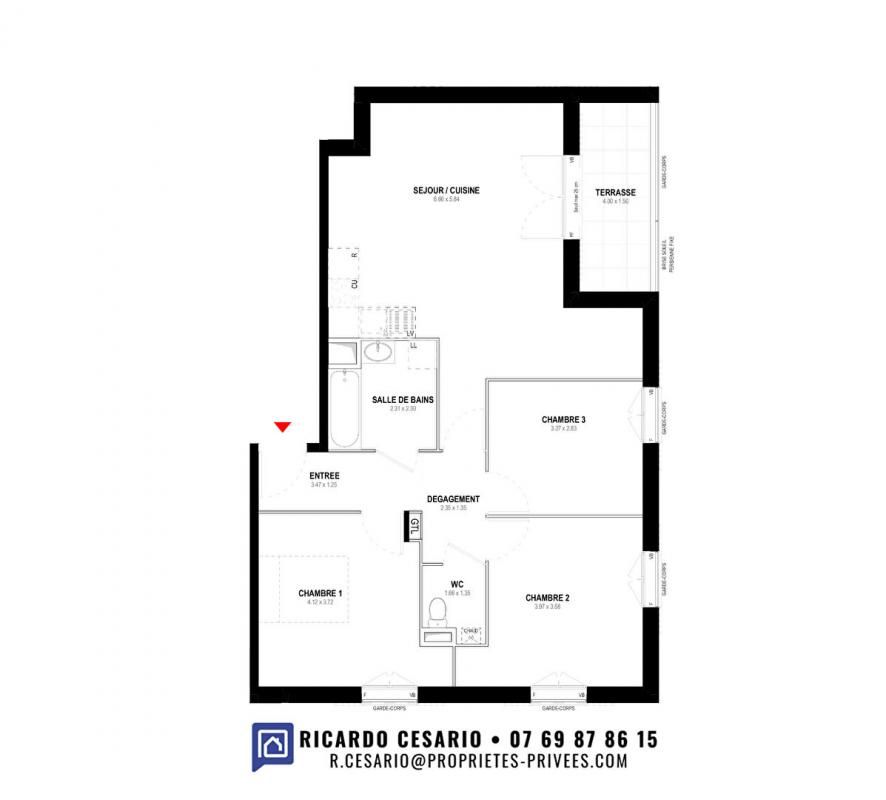 AURAY Appartement Auray 4 pièce(s) 79.08 m2 3