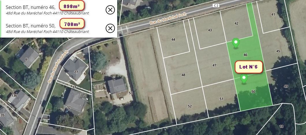 CHATEAUBRIANT 3 lots de Terrain à Bâtir Chateaubriant - LOT 5 - 1895 m2, dont 908m² en zone constructible 3