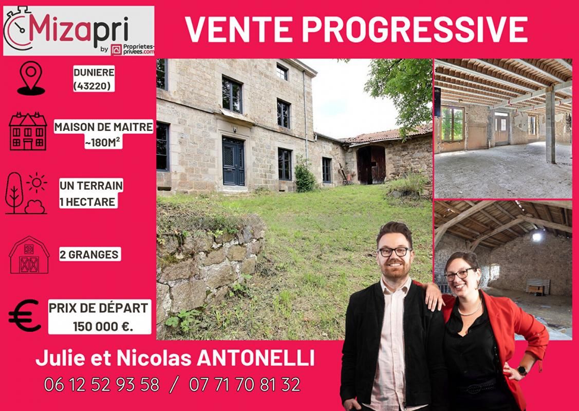 RIOTORD Maison de Maitre environ 180m² habitables avec granges à rénover sur 1 hectare de terrain 1