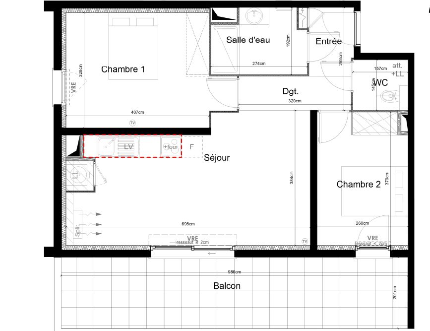 SAUVIAN Appartement T3, Terrasse 56 m² exposition Sud, et 2 places de parking 3