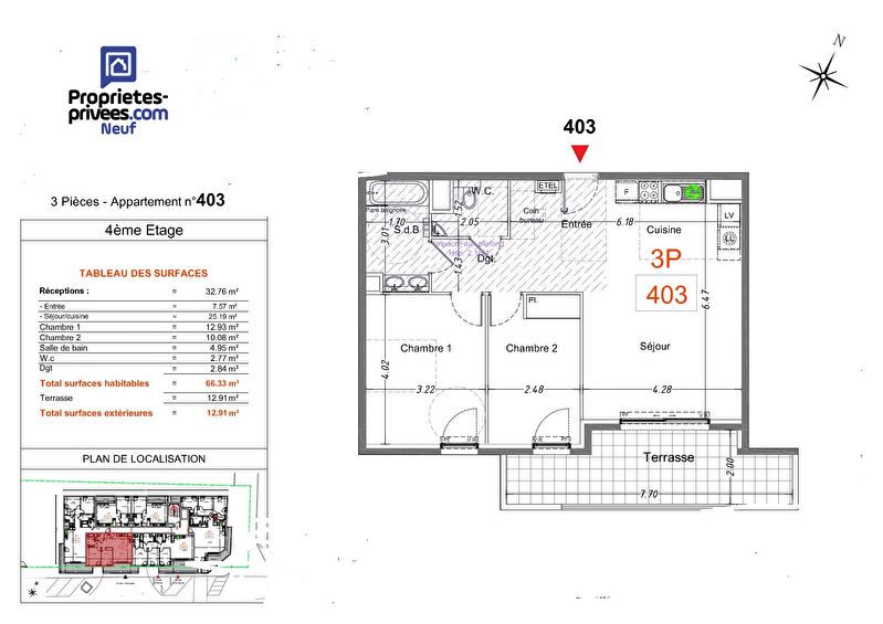 CAGNES-SUR-MER 3 Pièces - 66.33m² CROS DE CAGNES 3