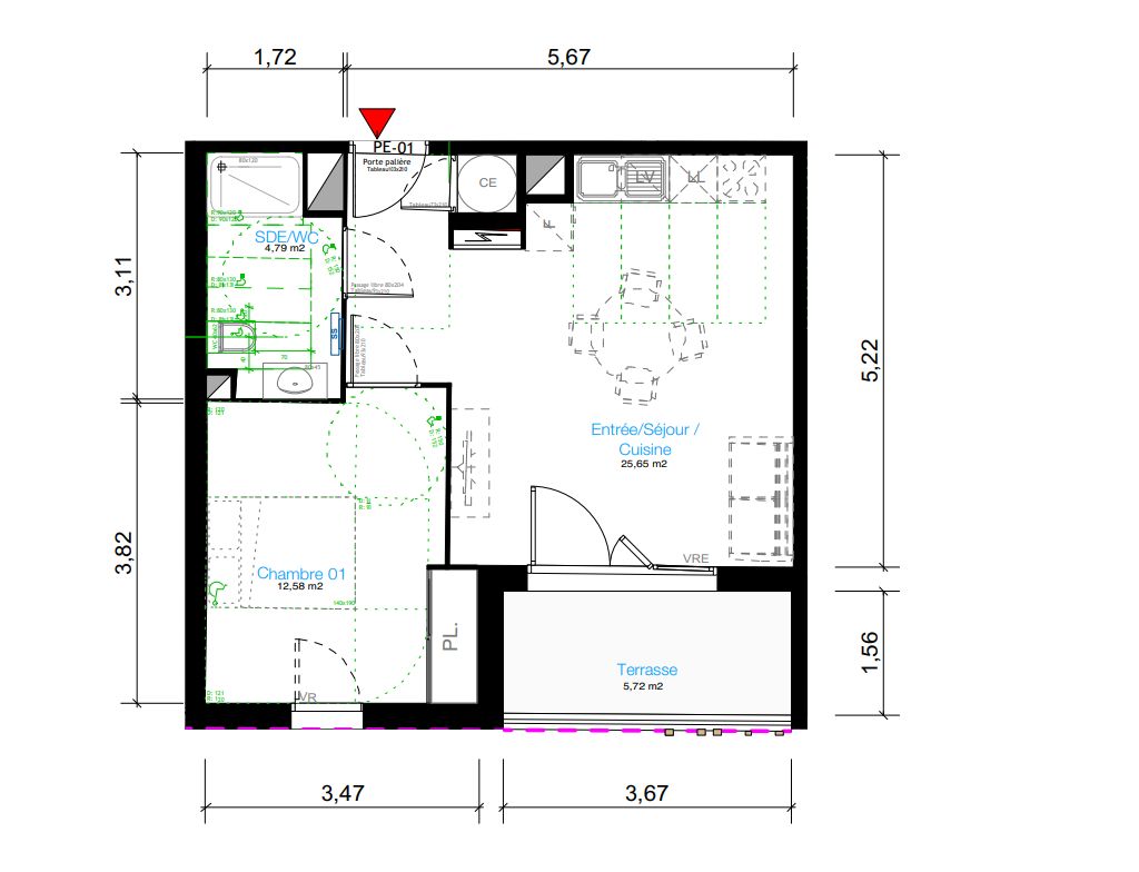 BALARUC-LES-BAINS Appartement T2 avec terrasse, et double parking 3