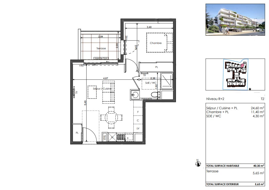 SETE Sète Corniche, T2 40 m² avec terrasse, proche plage 2