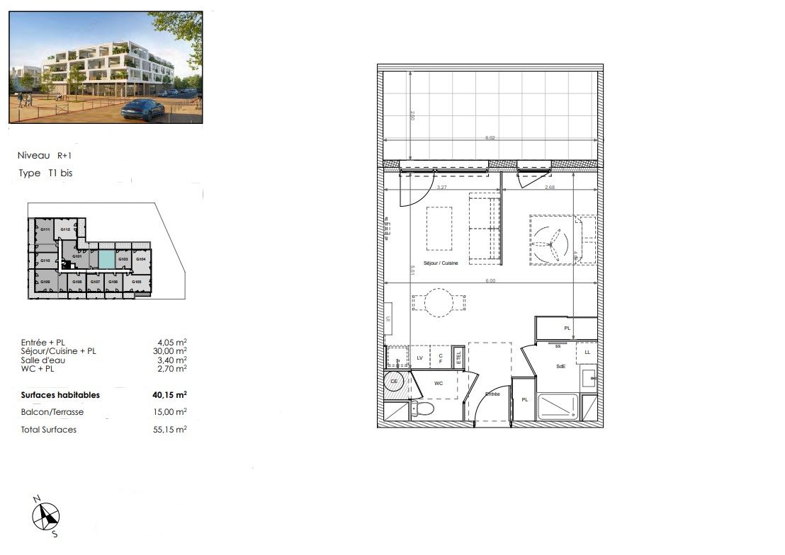 BEZIERS Appartement moderne de 40 m² avec terrasse 3