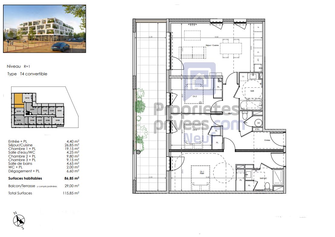 BEZIERS Quand le végétal s'invite en ville. T4 de 86 m², avec terrasse exposée Sud 2