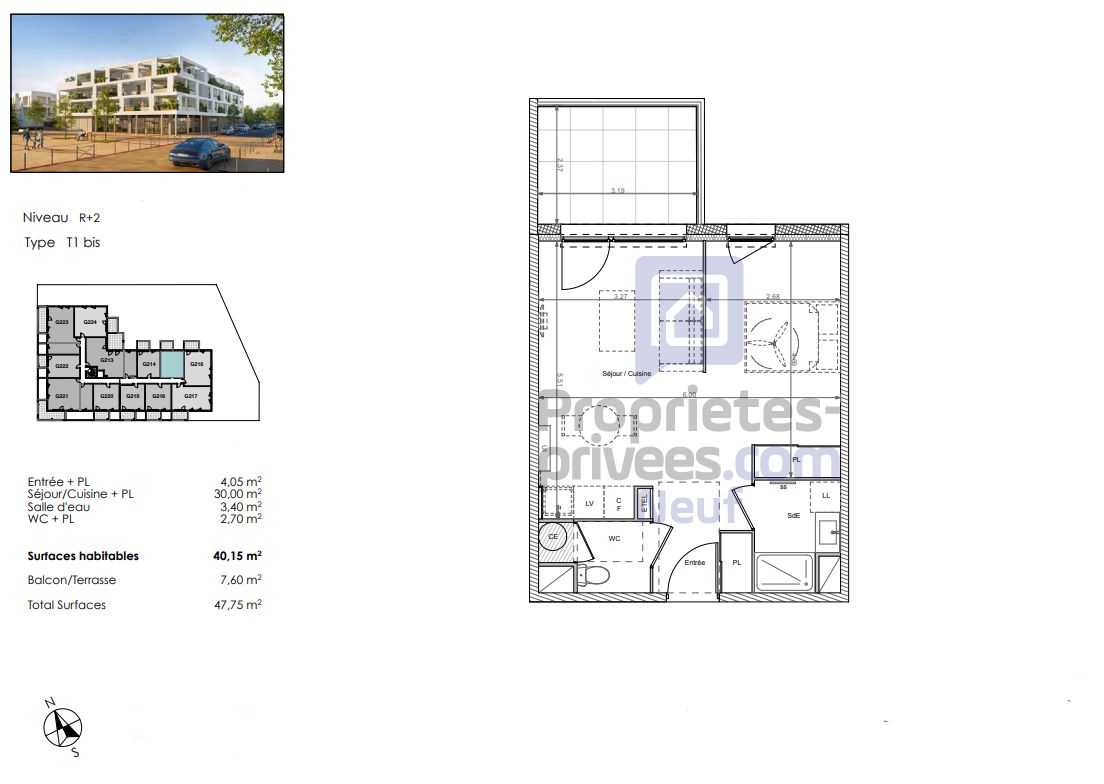 BEZIERS Appartement moderne de 40 m² avec balcon / terrasse 2