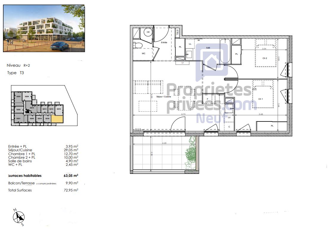 BEZIERS Un habitat tourné vers la nature, T3 de 63 m², avec terrasse exposée Sud 2