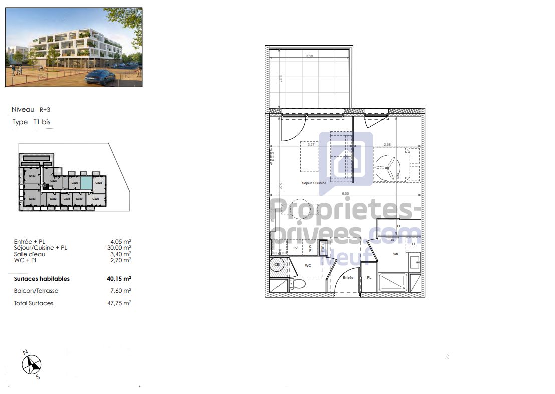 BEZIERS T1 Bis avec terrasse ensoleillée, un quartier vivant à deux pas du centre-ville 2