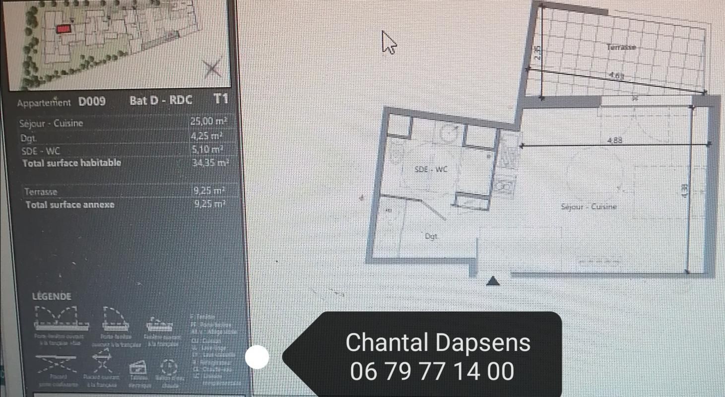 MEZE Appartement T1 34.35 m2 Terrasse 2