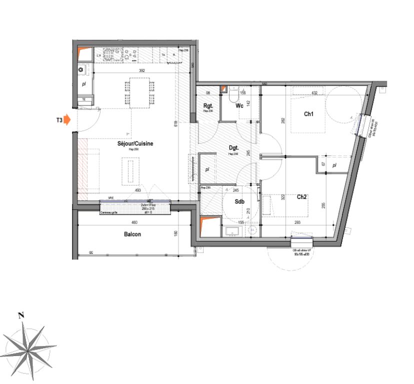 Appartement Les Sables d'Olonne 3 pièces 63.77 m2 + parking
