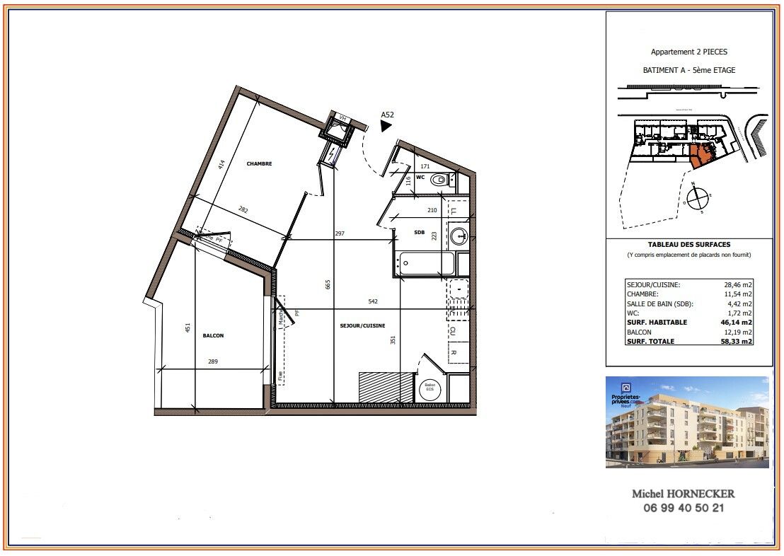 BEZIERS Appartement T2 dernier étage étage avec balcon exposé Sud Ouest 2