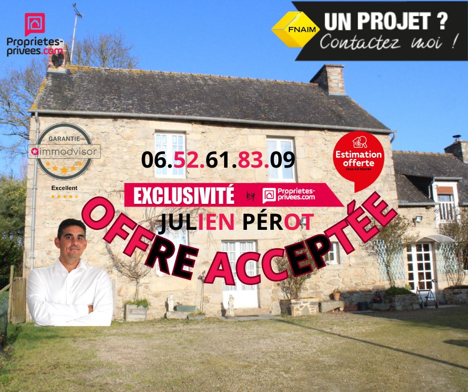 Exclusivité !! Côtes d'Armor 22270 Plédéliac, Maison en pierres, 3 chambres + mezzanine, terrain, double carport