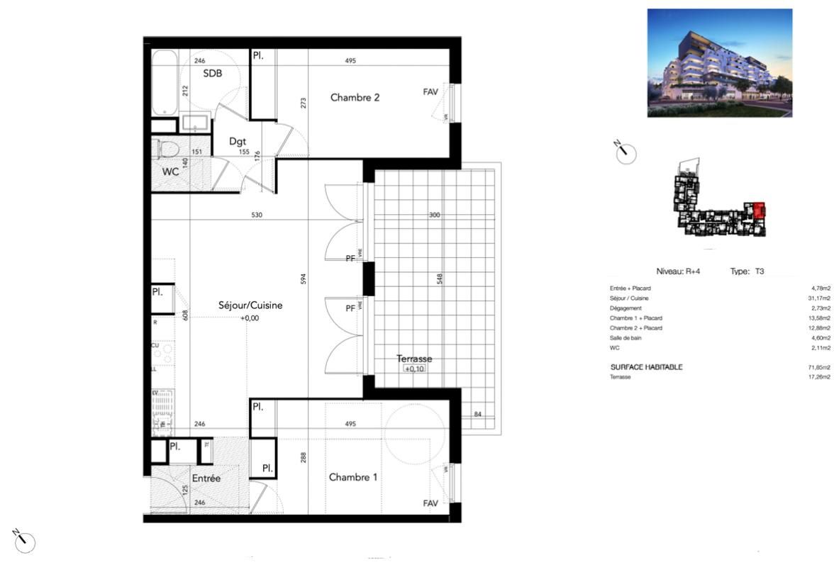 BEZIERS T4 récent de 72 m² avec terrasse exposée sud 2