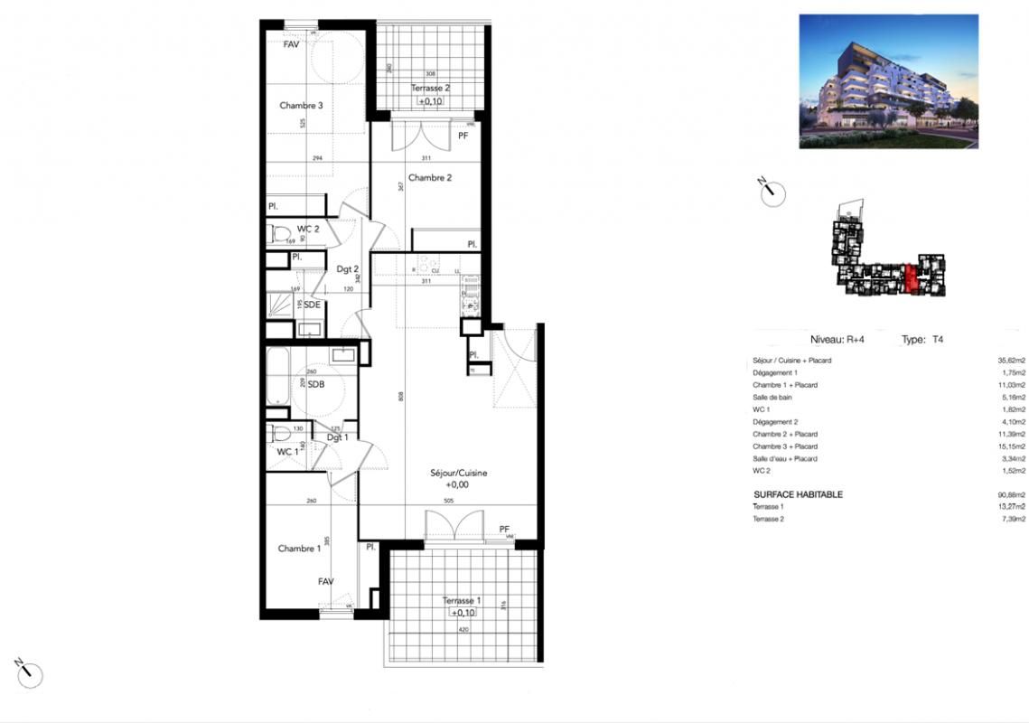 BEZIERS Appartement moderne de 91 m² avec deux terrasses 3