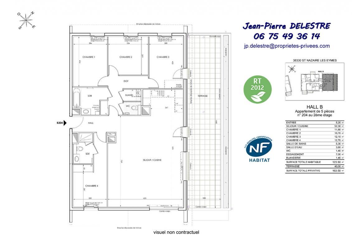 SAINT-NAZAIRE-LES-EYMES DERNIER ETAGE -5 PIECES 123 m² TERRASSE avec garage, parking et cave 2