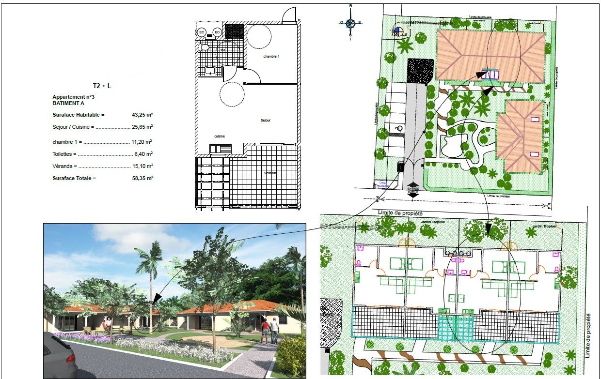 Maison / APPT F2 mitoyen de 44m2 avec jardin au François
